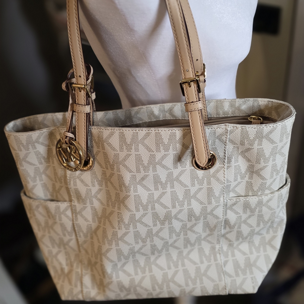 Michael Kors Beige Signature Tote Bag